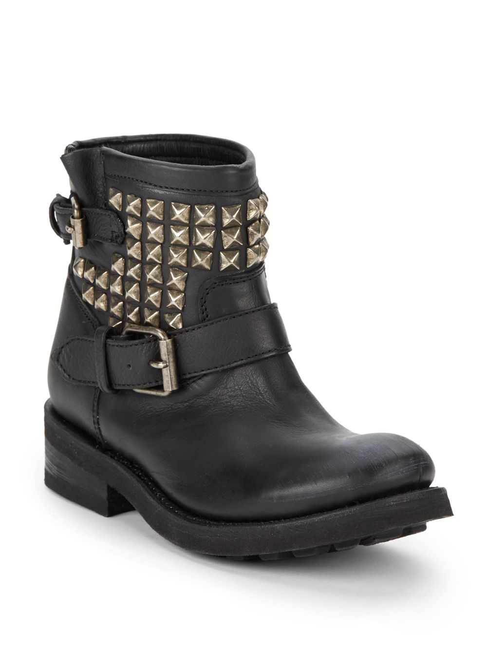 leather studded ankle boots