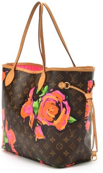 Louis Vuitton Preowned Brown Monogram Roses Canvas Neverfull Mm Bag In 9100