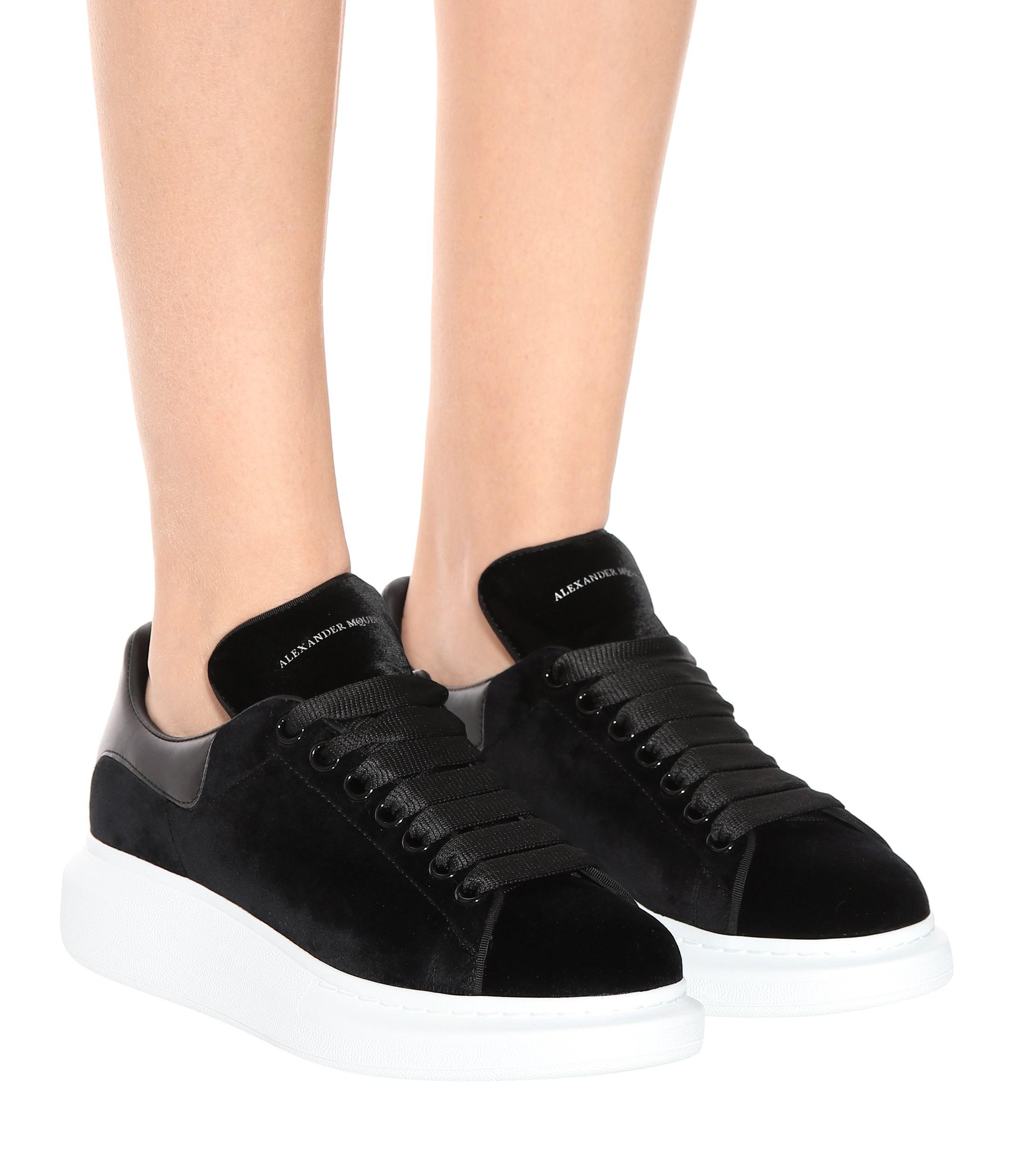 Lyst Alexander Mcqueen Velvet Sneakers In Black