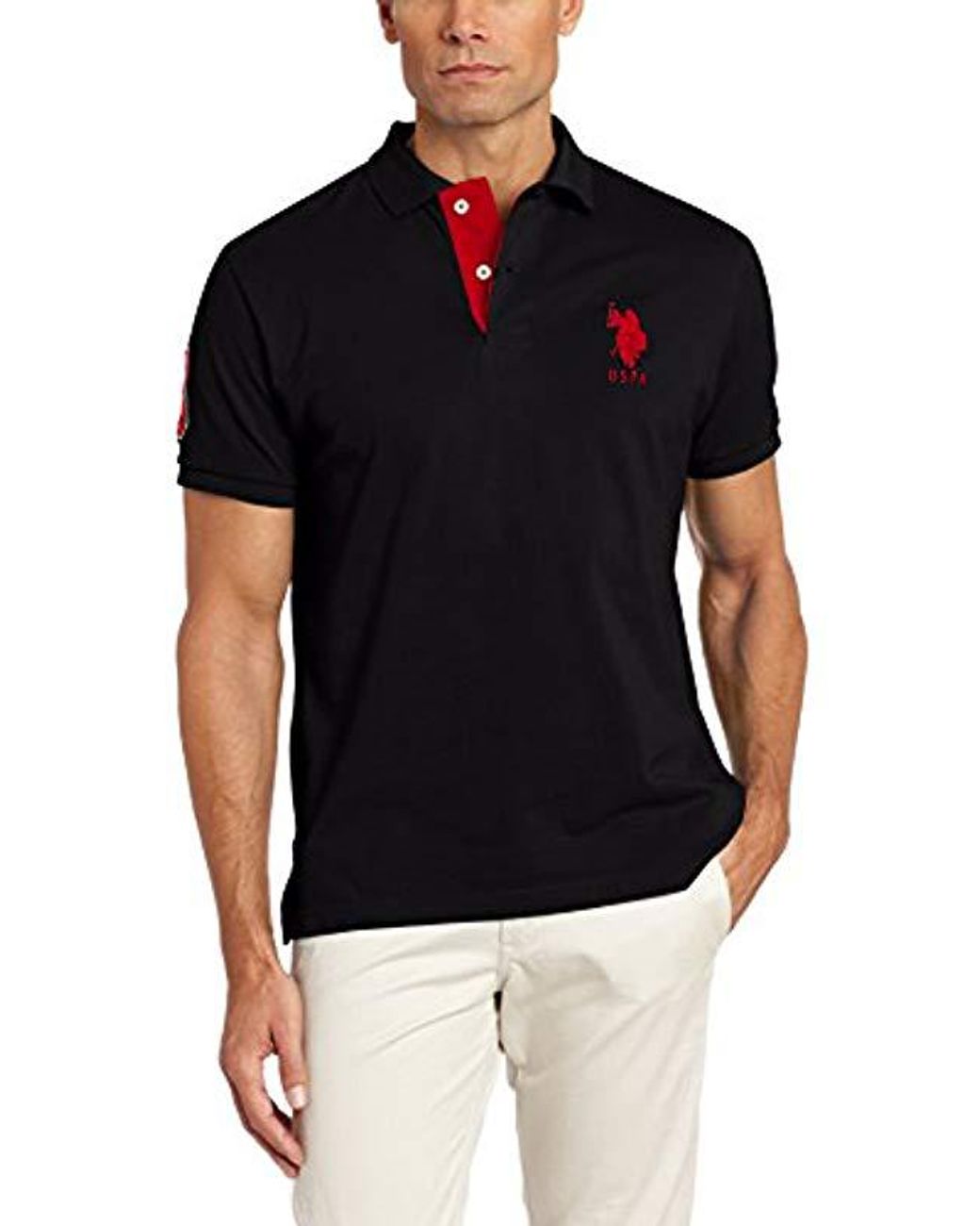 U.S. POLO ASSN. Short-sleeve Polo Shirt With Applique in Black for Men ...