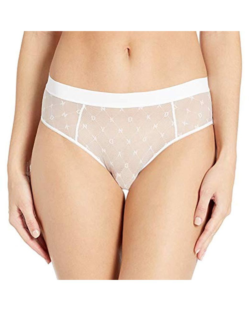 Lyst DKNY Monogram Mesh Midi Brief Panty in White