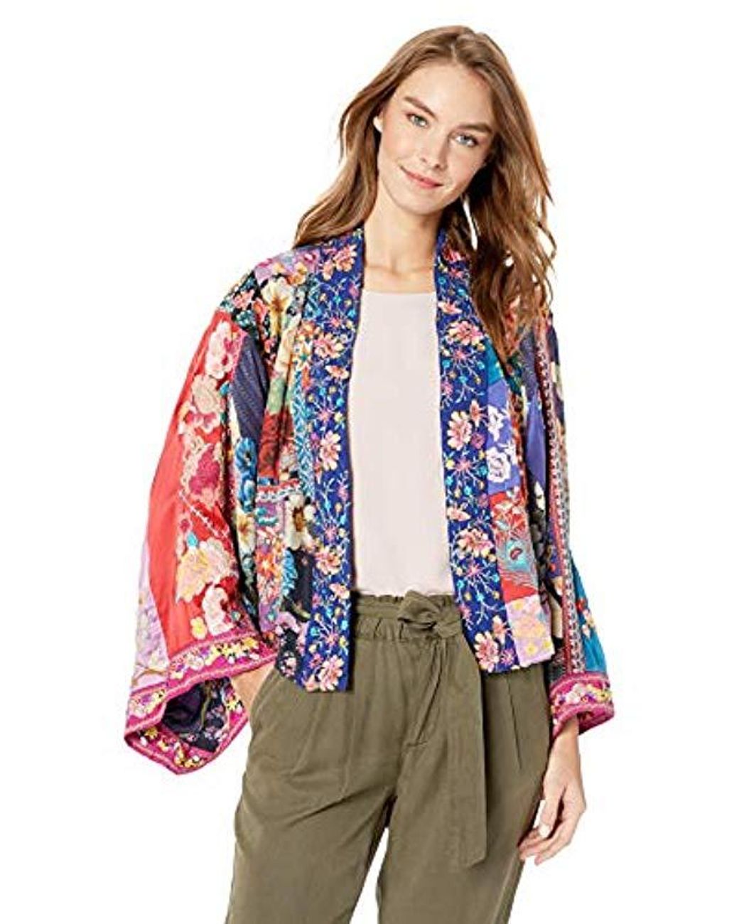 Lyst - Johnny Was Cropped Embroidered Kimono