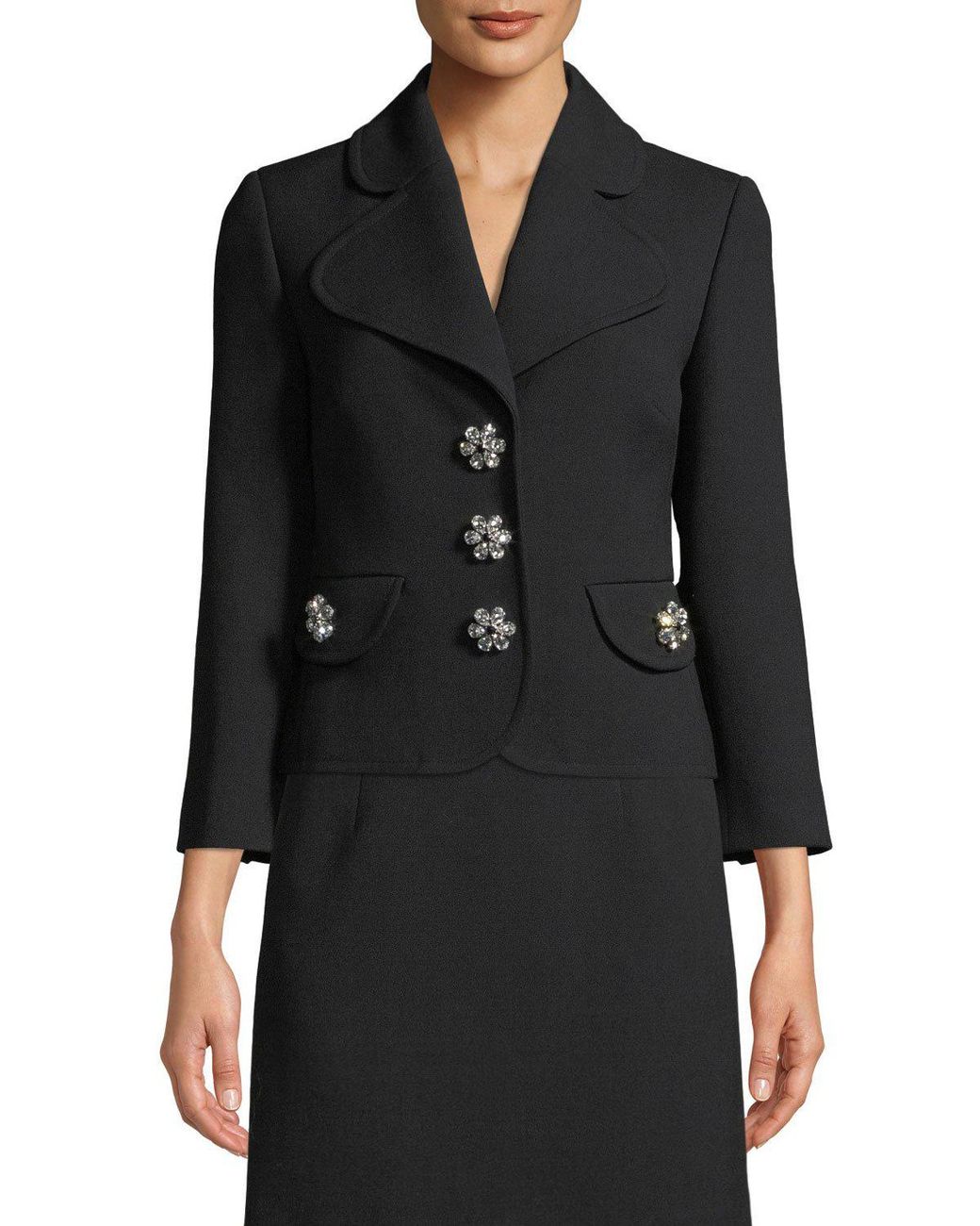Lyst - Michael Kors Jewel-buttons Cropped Wool Crepe Broadcloth Jacket ...