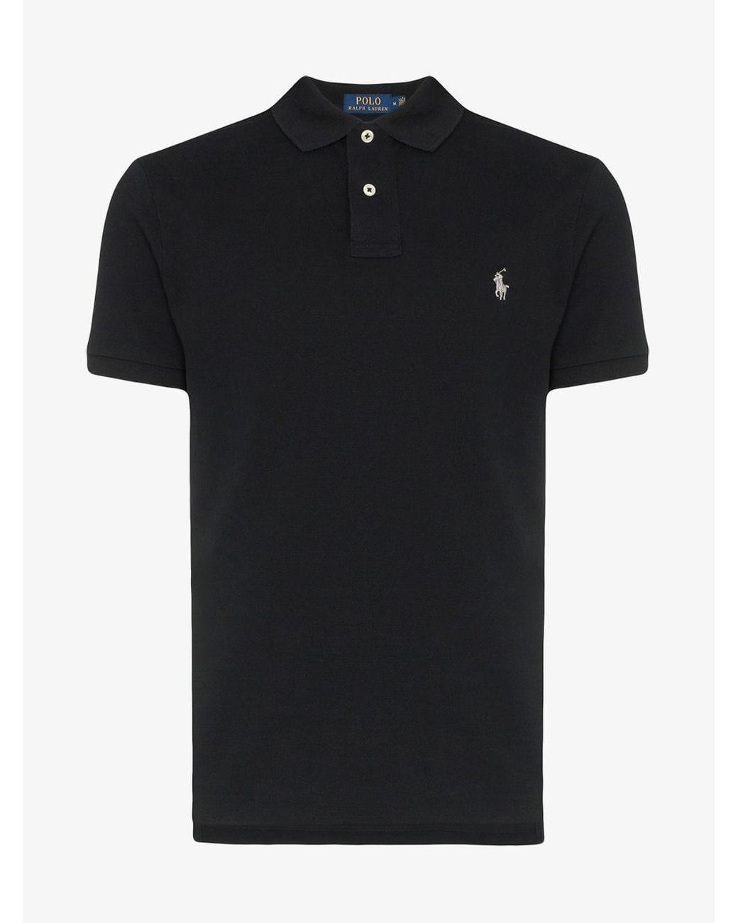 Polo Ralph Lauren Black Embroidered Logo Polo Shirt in Black for Men - Lyst