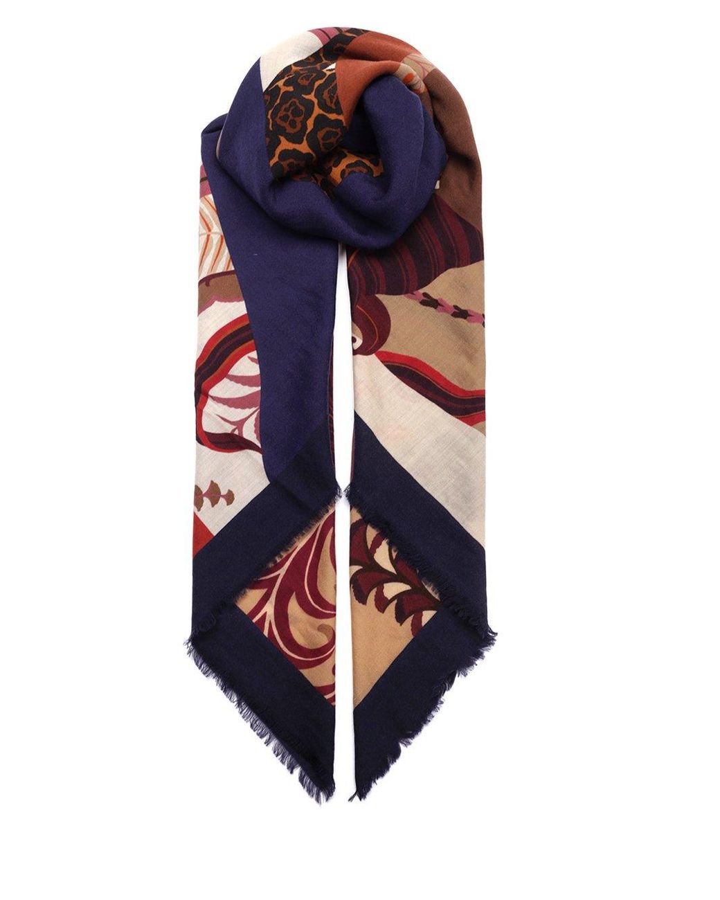 Ferragamo Wool Heritage Print Scarf in Blue - Lyst