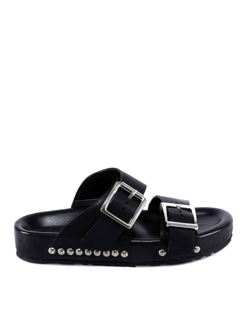 black double buckle sliders