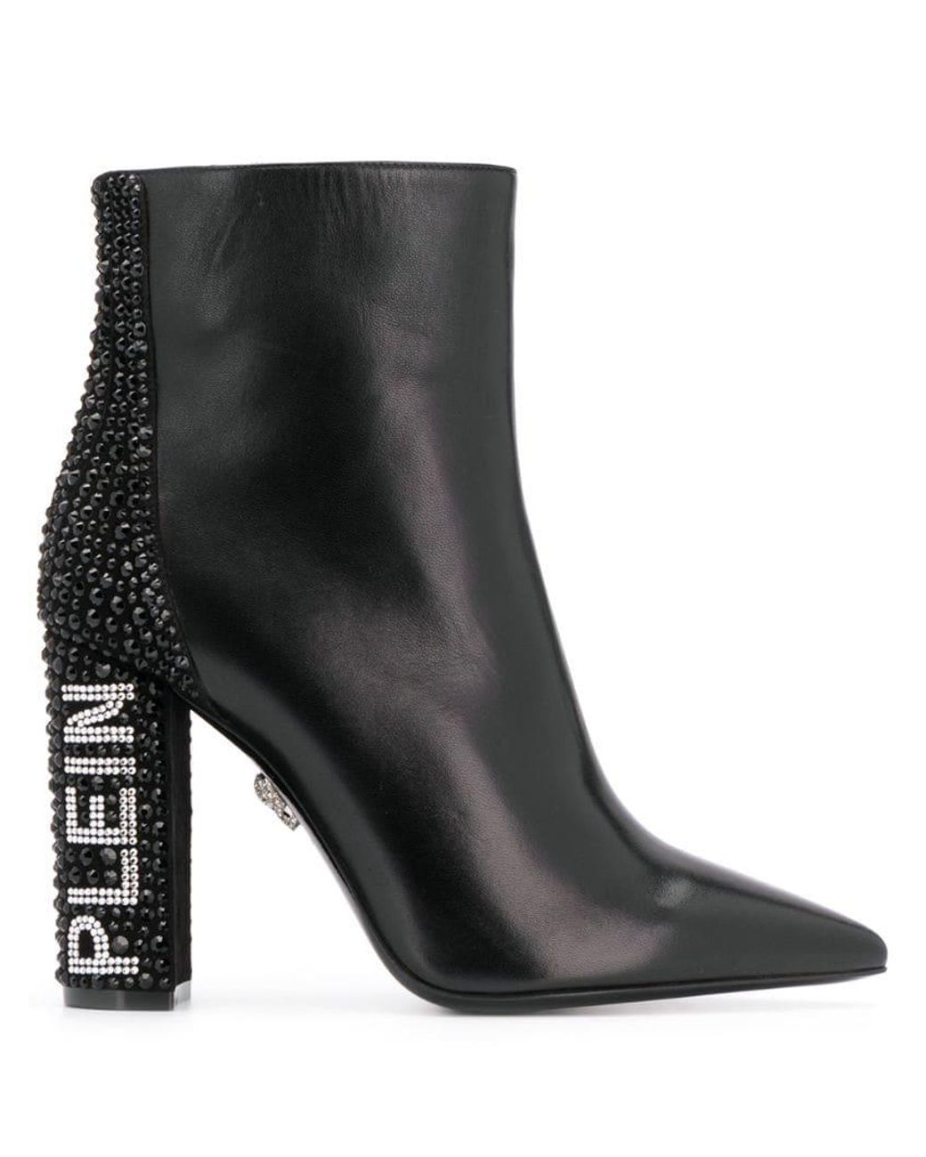 Philipp Plein Crystal Heel Boots in Black - Lyst