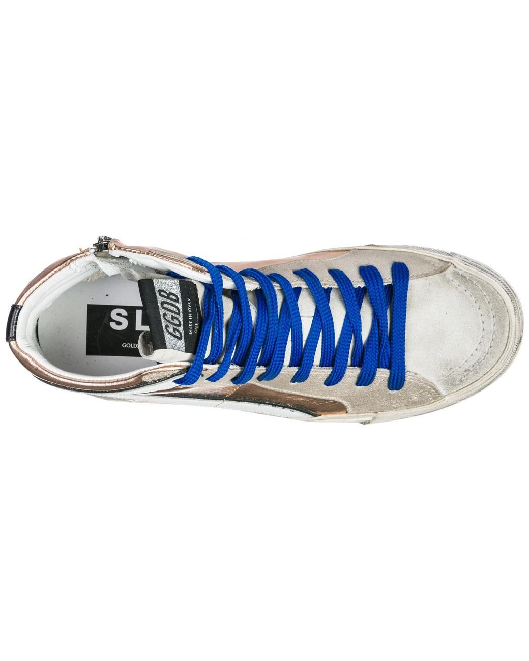 Women's Blue Shoes High Top Leather 