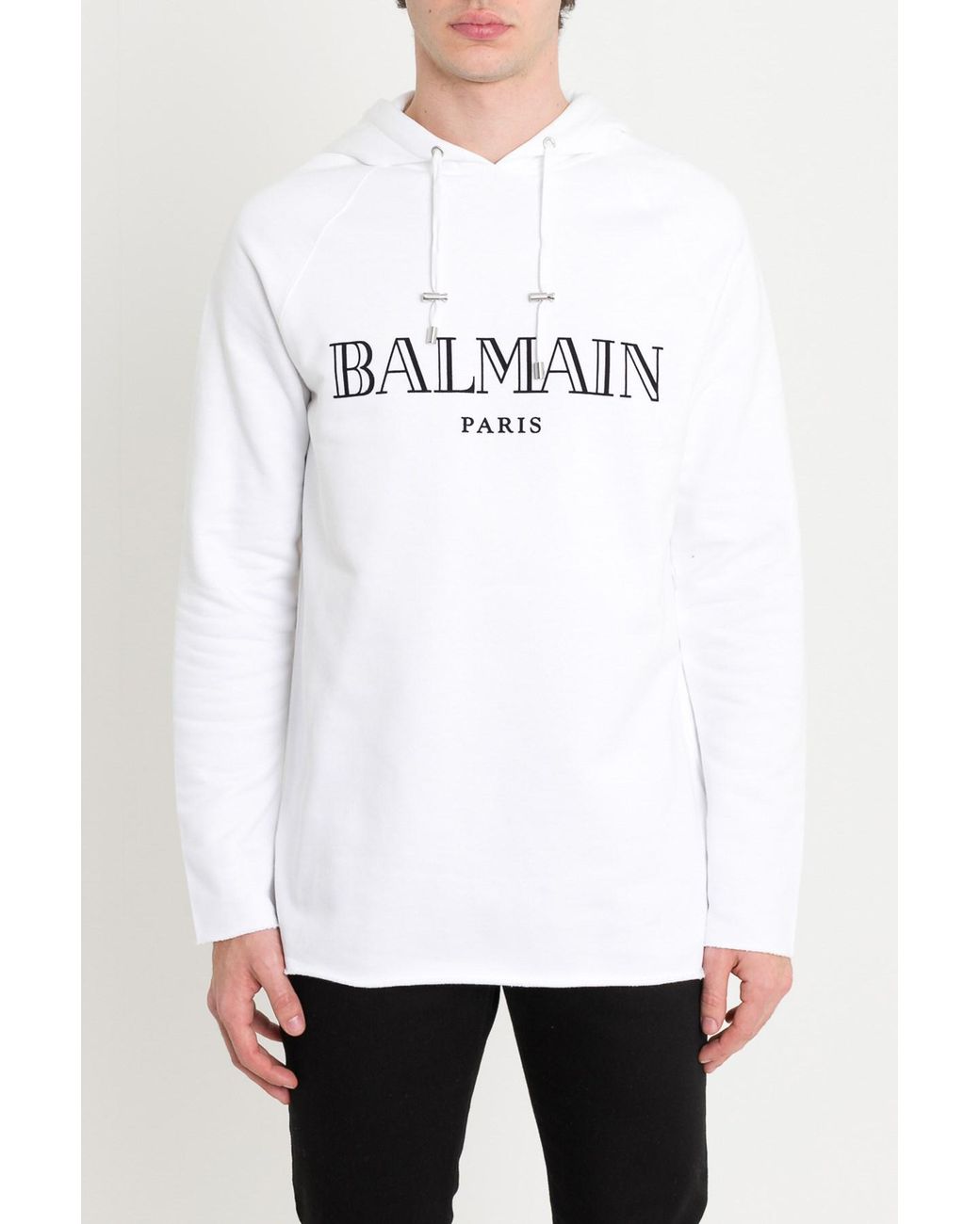 Lyst - Balmain Logo Hoodie in White for Men