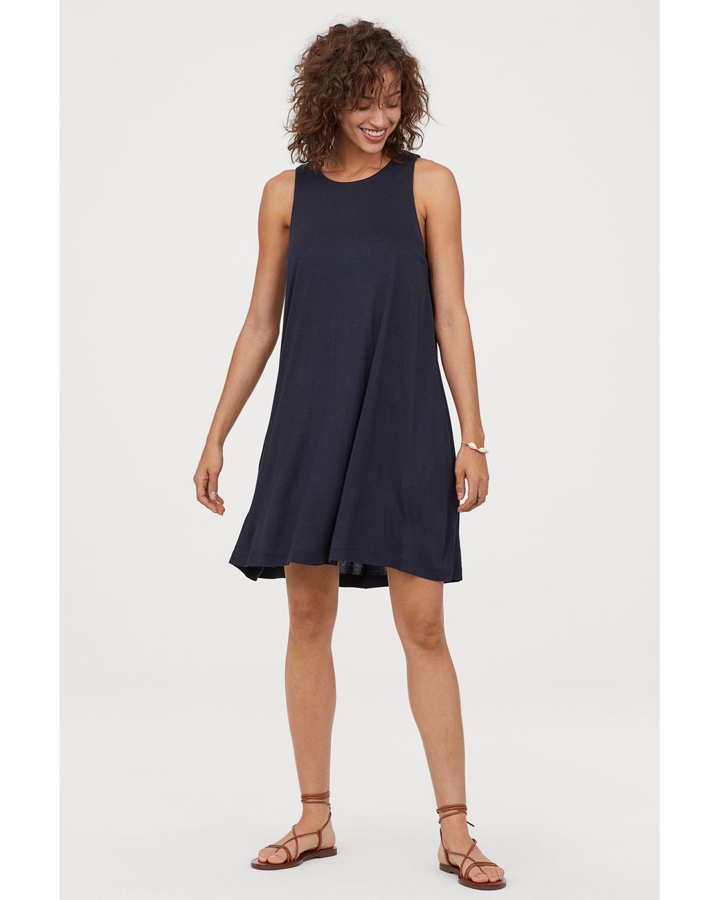 H&M Synthetic A-line Dress in Dark Blue (Blue) - Lyst