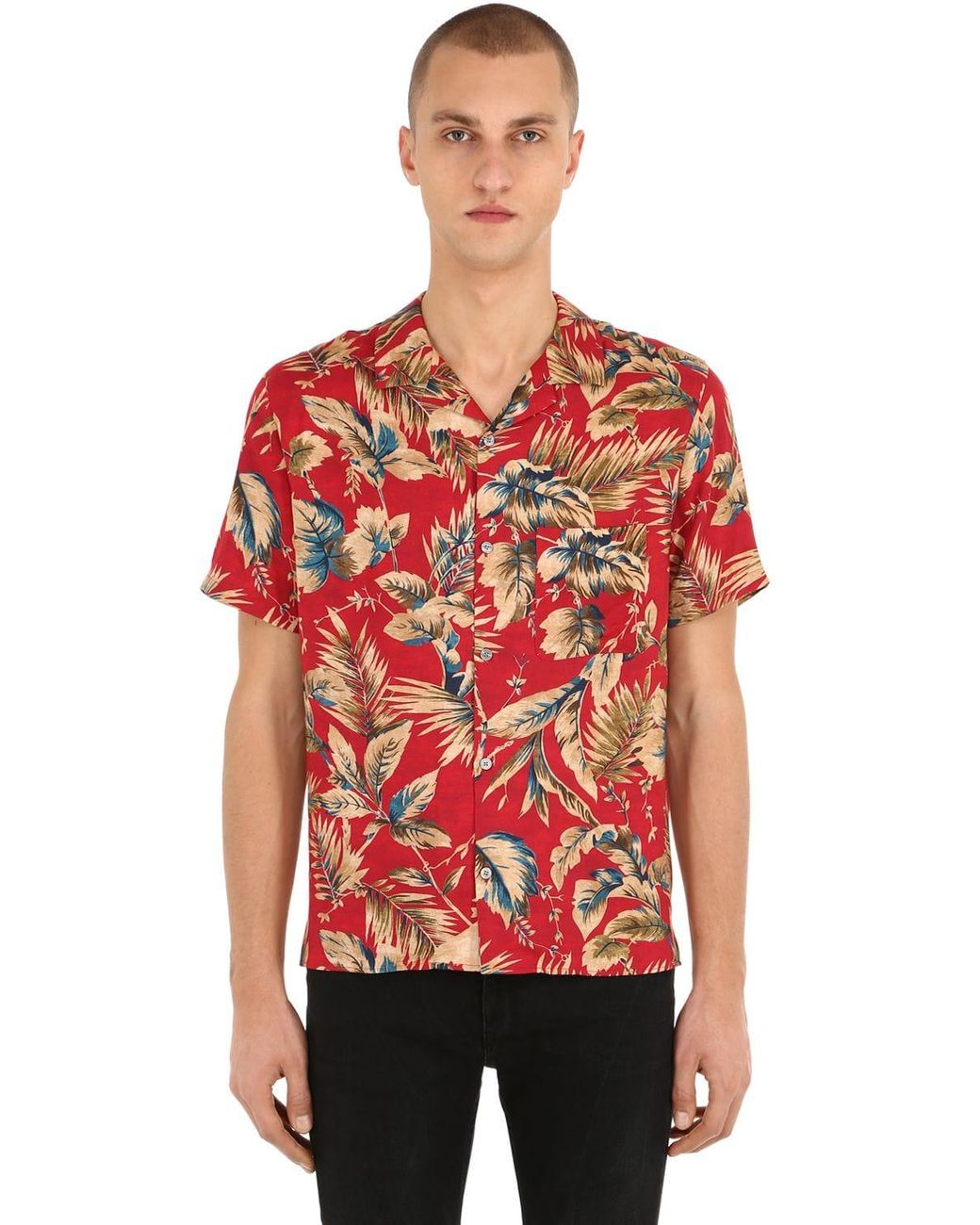 The Kooples Synthetic Hawaiian Printed Viscose Shirt in Red for Men - Lyst