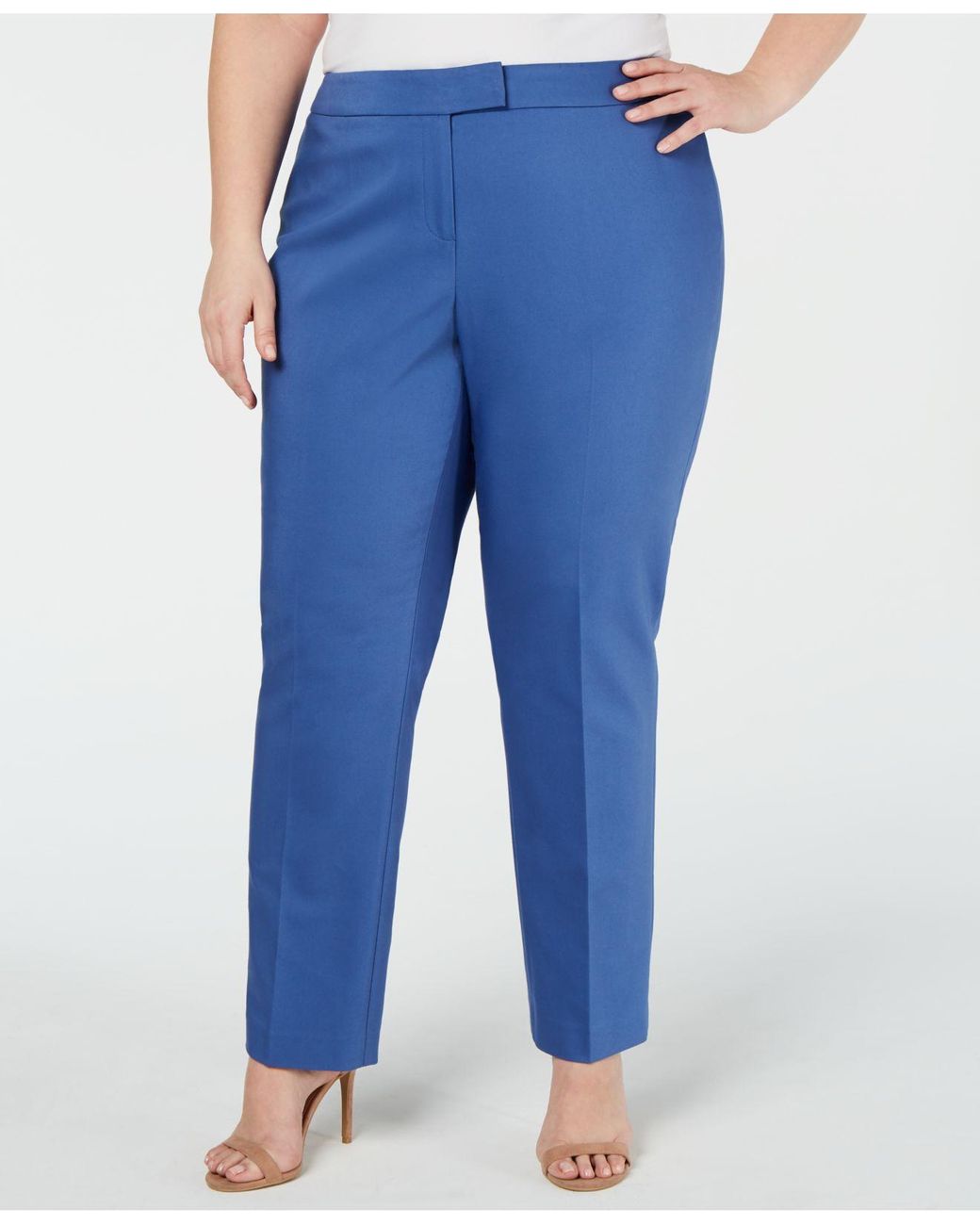 Lyst - Anne Klein Plus Size Straight-leg Pants in Blue