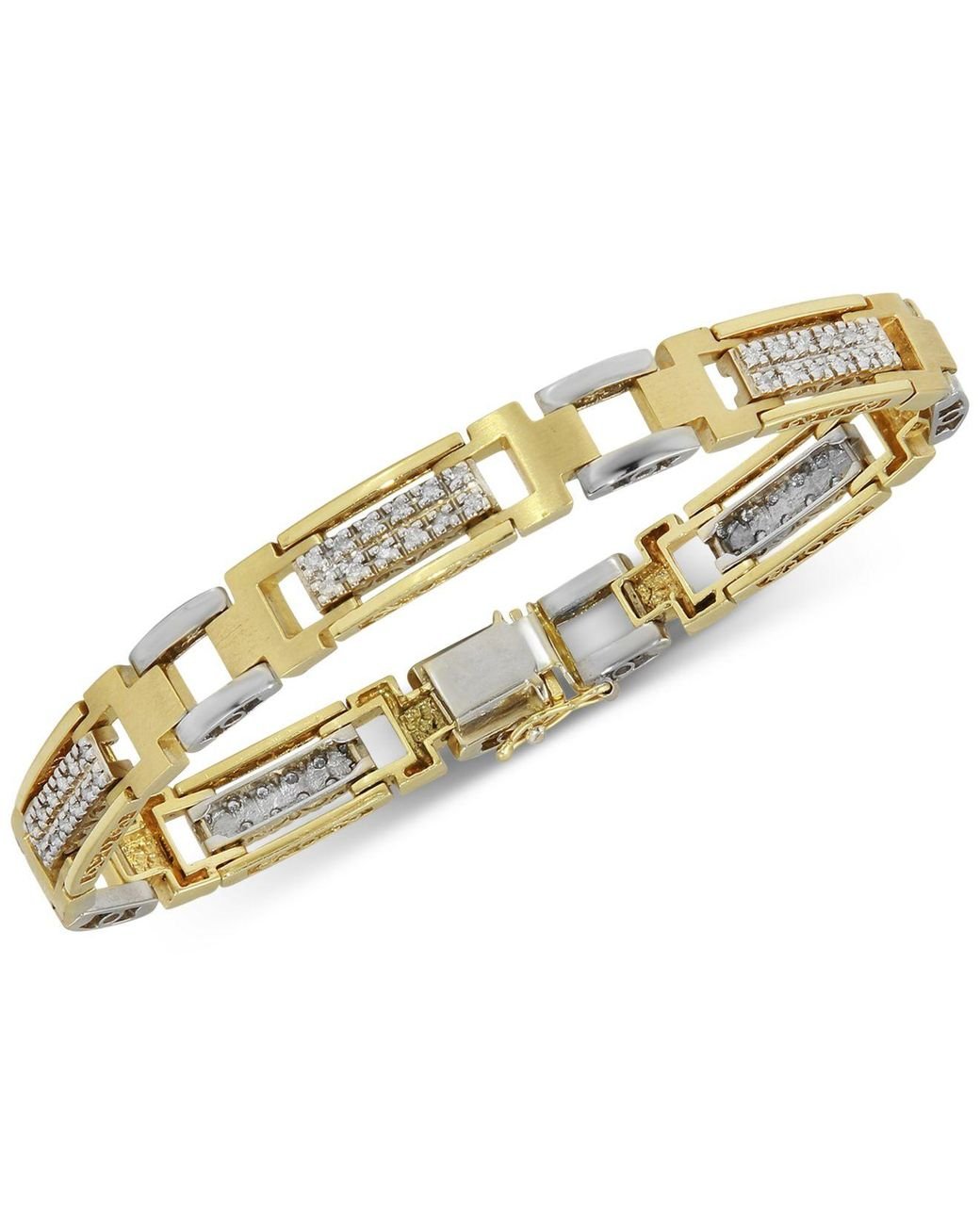 Macy's Diamond (1 Ct. T.w.) Bracelet In 10k Yellow & White Gold in ...