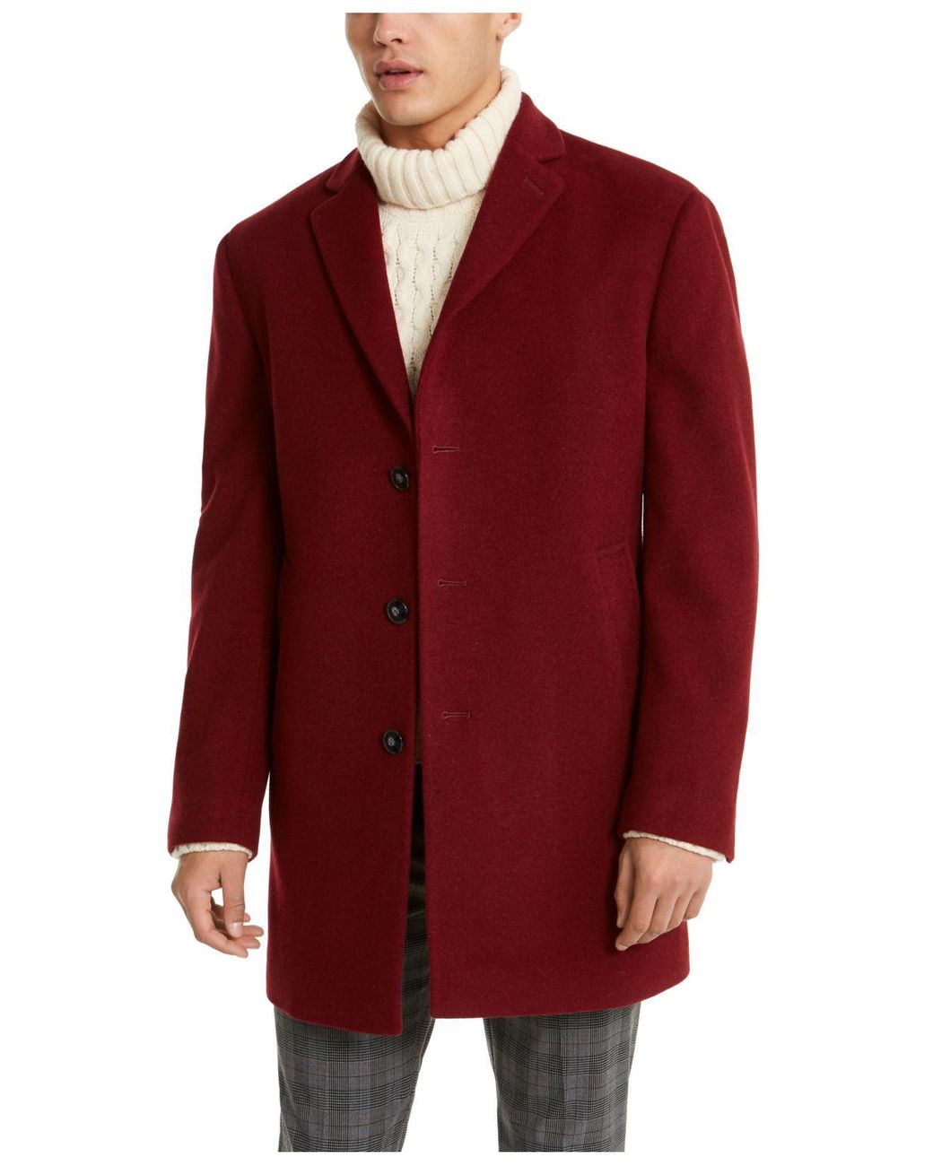 Calvin Klein Wool Prosper X-fit Overcoat in Red for Men - Lyst