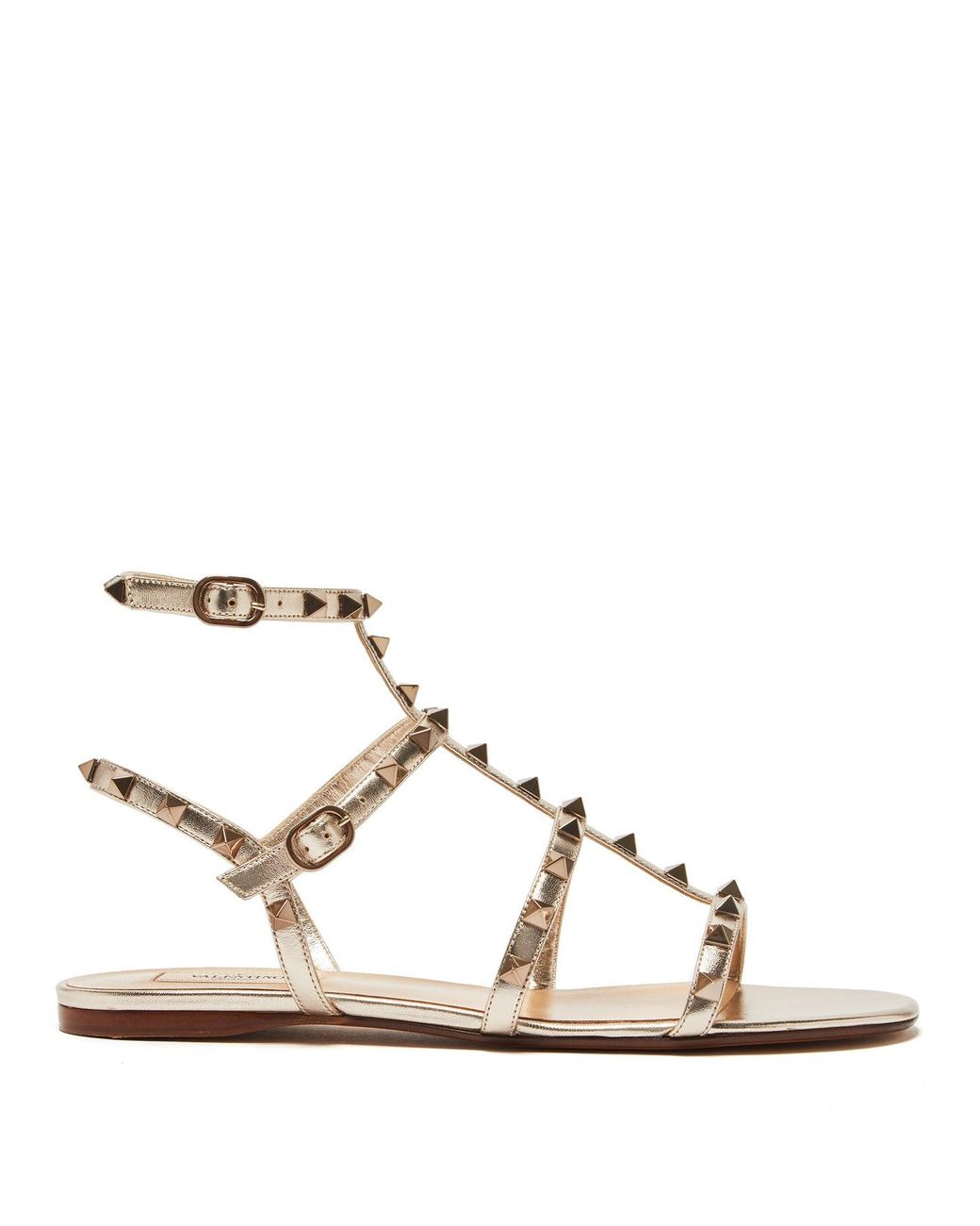 Valentino Garavani The Rockstud Metallic Leather Sandals in Grey (Gray) - Save 60% - Lyst