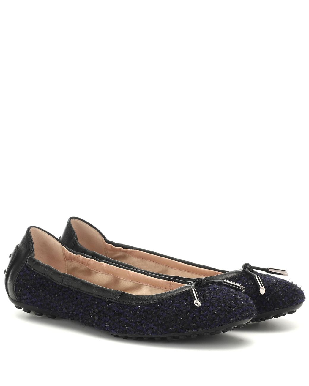 Tod's Gommino Tweed Ballet Flats in Blue - Lyst