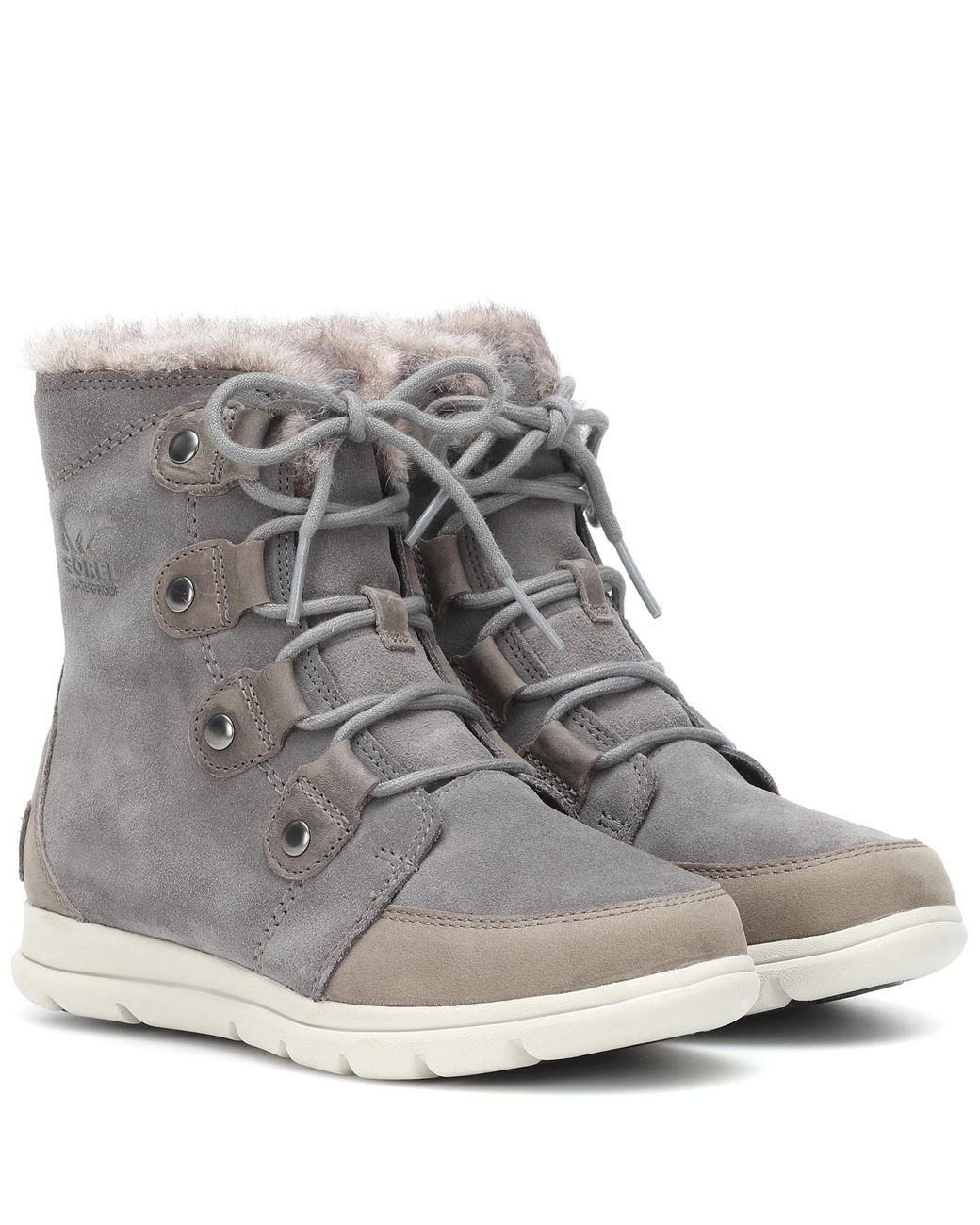 Sorel Explorer Joan Suede Boots in Grey (Gray) - Lyst