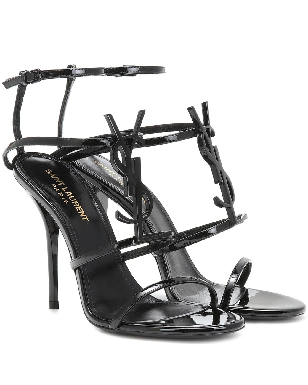 saint laurent black cassandra heeled sandals