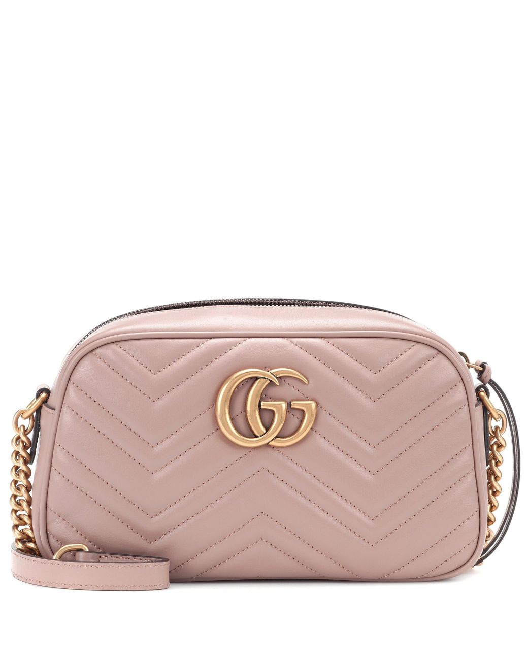 Gucci GG Marmont Small Leather Shoulder Bag in Pink - Lyst