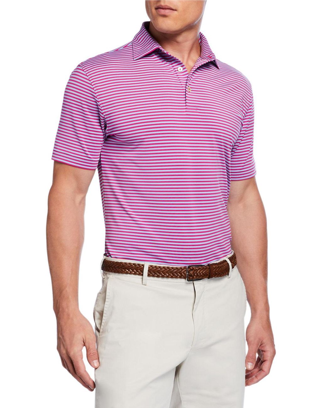 Peter Millar Men's Competition Striped Polo Shirt in Pink for Men - Lyst