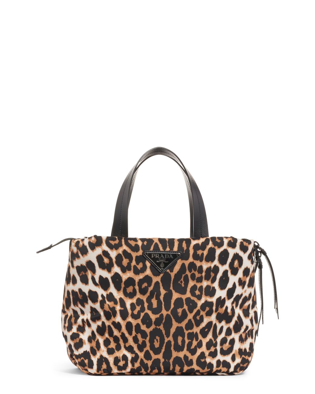 Prada Leopard Print Nylon Top Handle Bag - Lyst