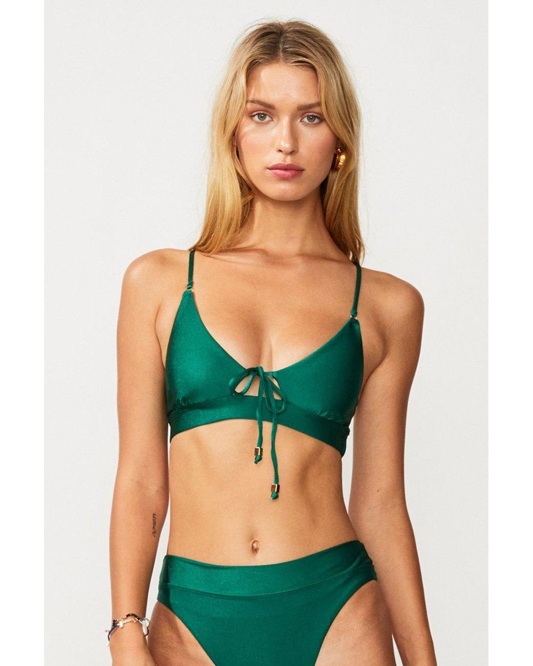 cap sleeve tie front bikini top