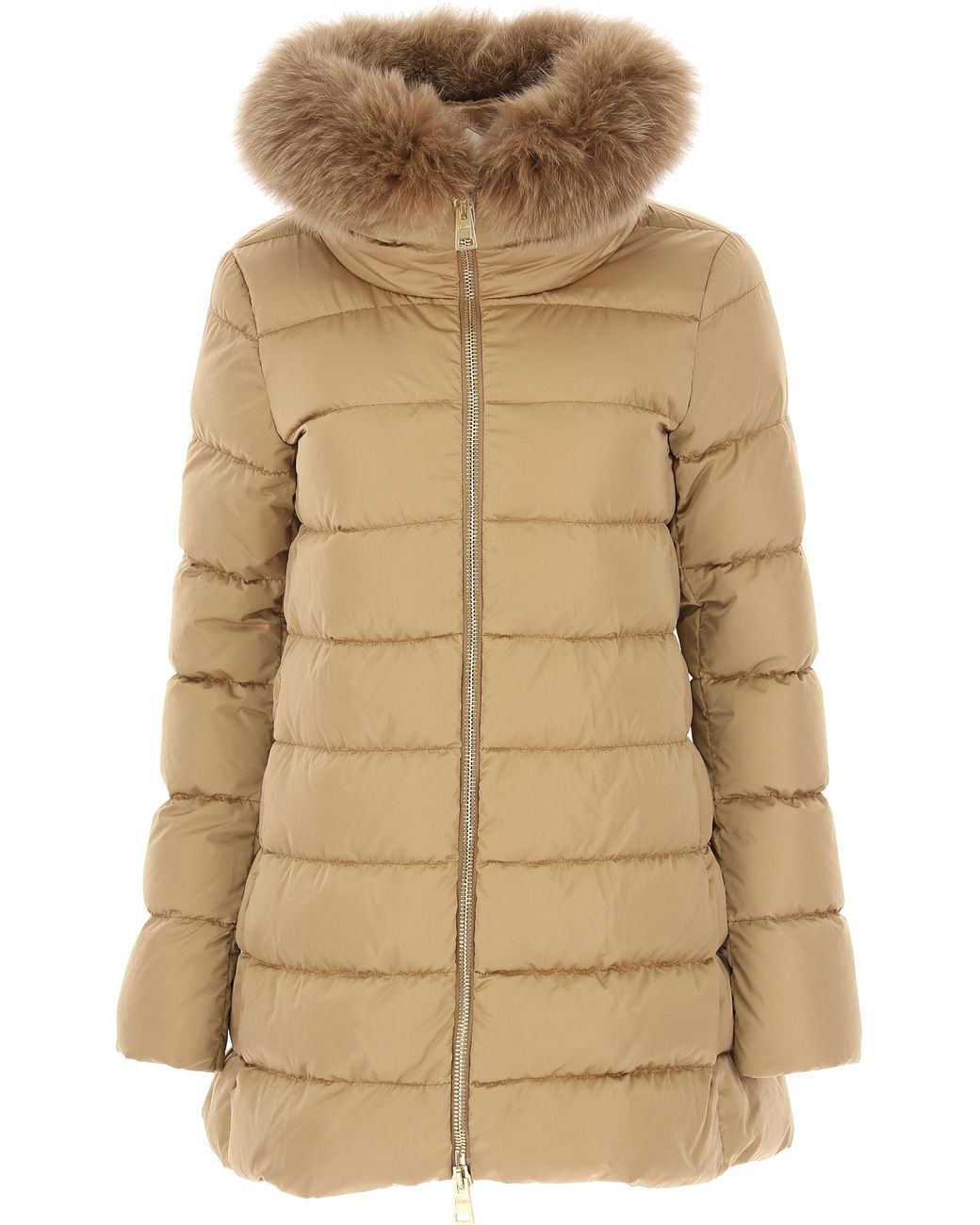 Herno Fur Down Jacket For Women in Natural - Lyst