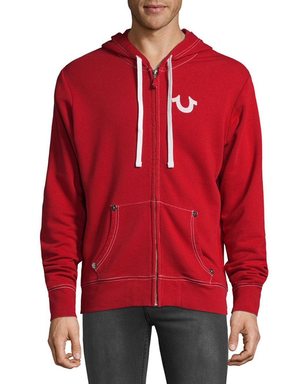 Lyst - True Religion Classic Logo Zip-up Hoodie in Red for Men