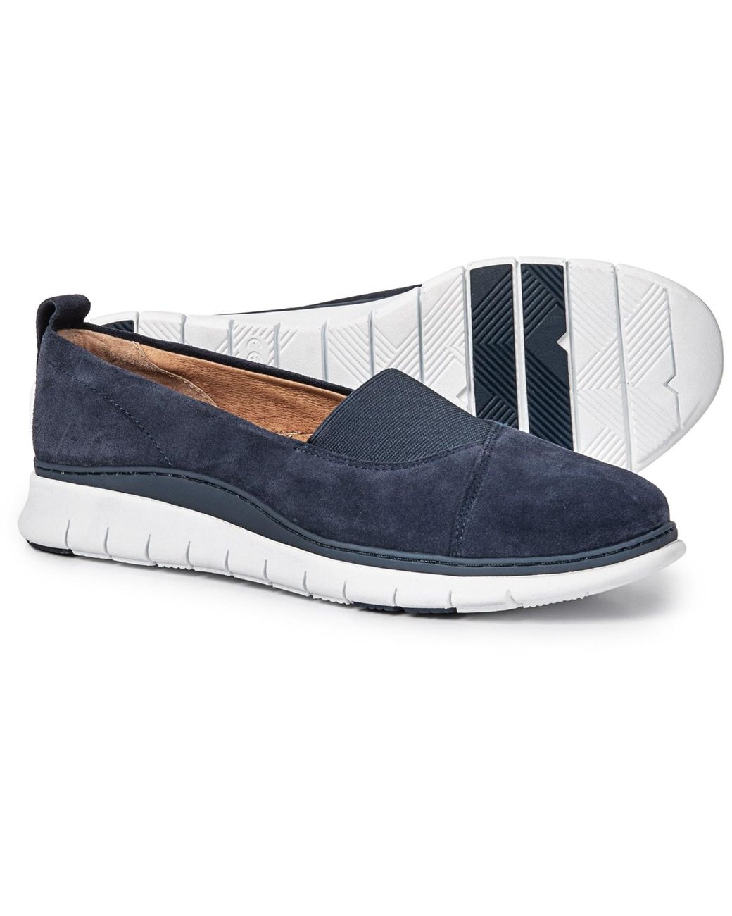 Vionic Suede Linden Loafers in Navy (Blue) - Lyst