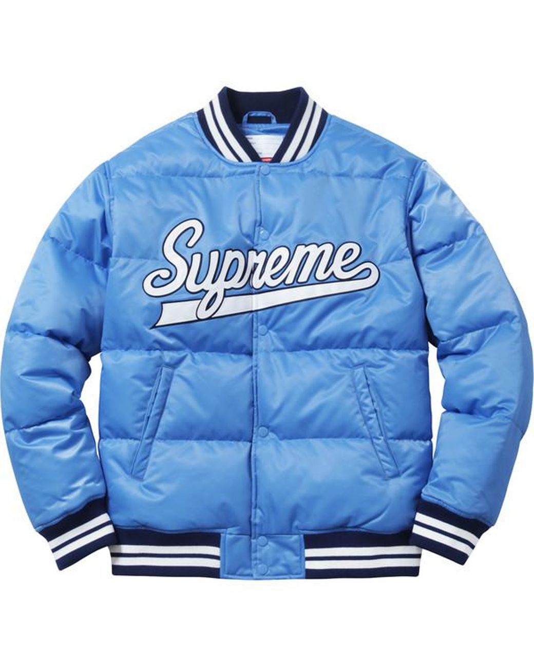 Lyst Supreme Script Varsity Puffy Jacket Light Blue in Blue for Men