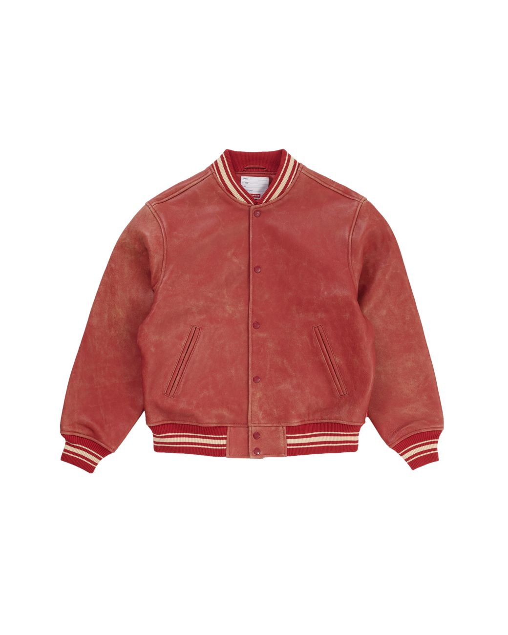 Supreme Worn Leather Varsity Jacket Red In For Men Lyst