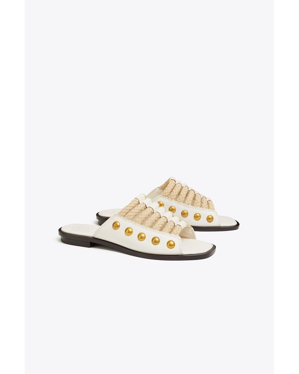 tory burch rope fringe leather slides