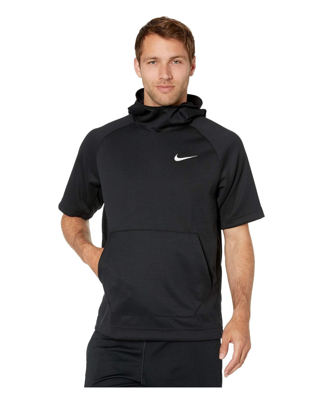 Nike Synthetic Spotlight Hoodie Short Sleeve Pullover in Black/White ...