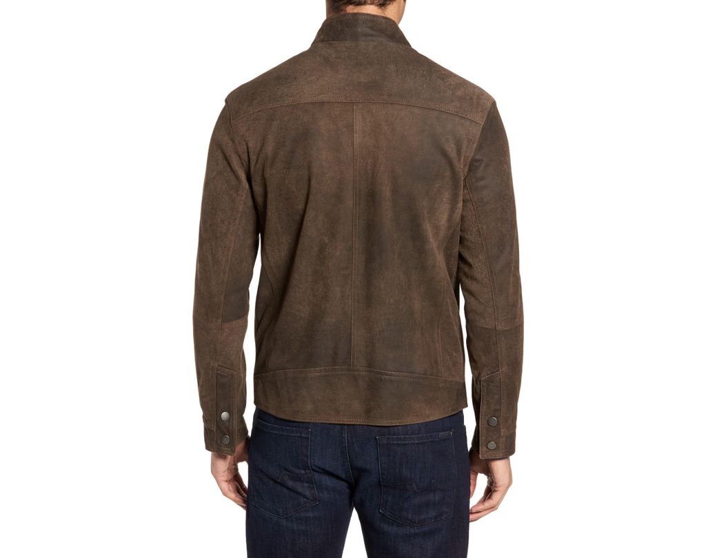 Remy Leather Suede Moto Jacket In Brown For Men Lyst