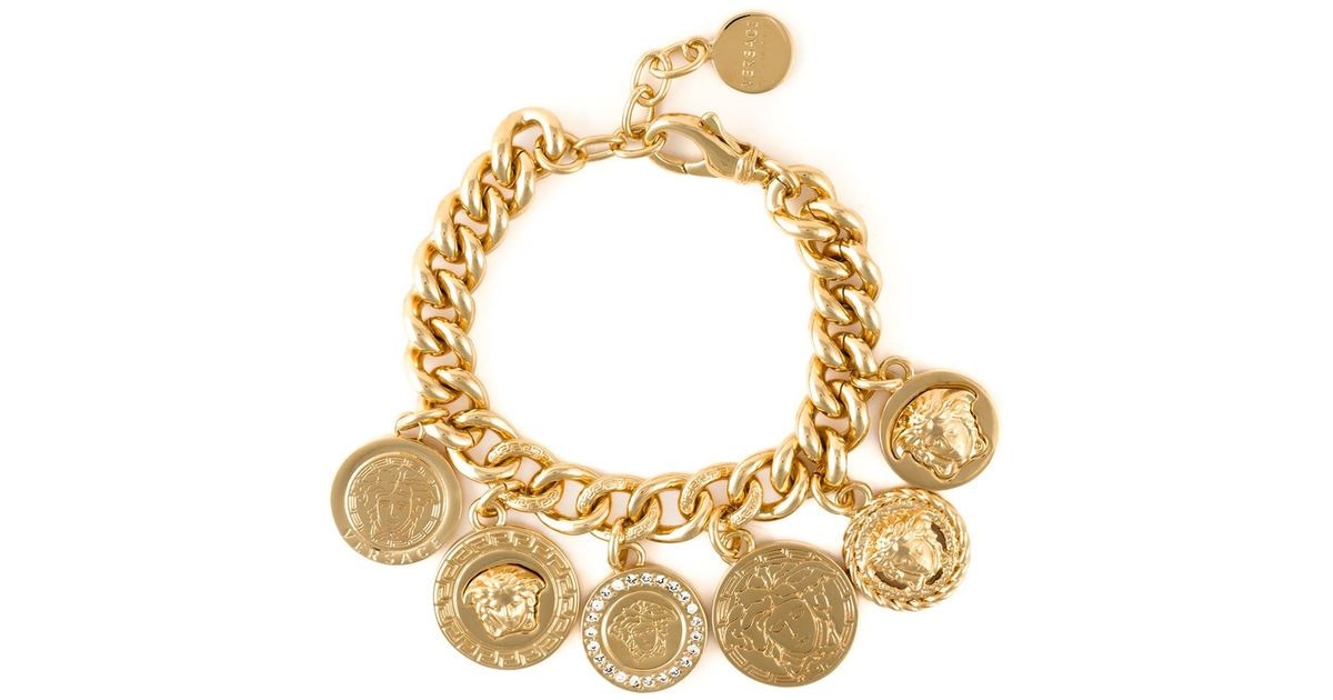 Lyst Versace Coin Charms Medusa Bracelet In Metallic
