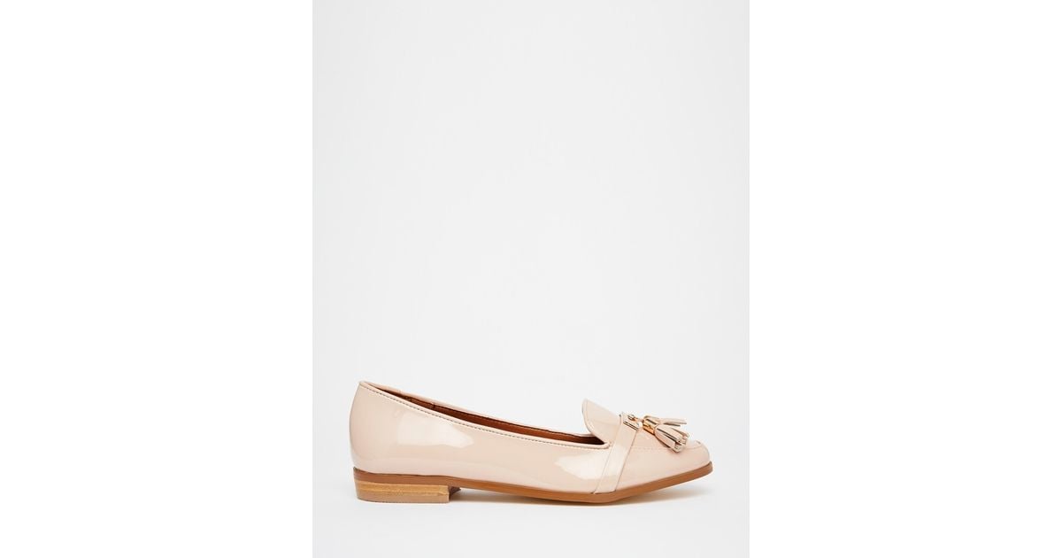 Miss Kg Nadia Nude Patent Loafer Flat Shoes in Natural - Lyst