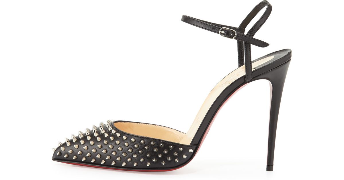 Christian louboutin Biala Studded Leather D\u0026#39;Orsay Pumps in Black ...