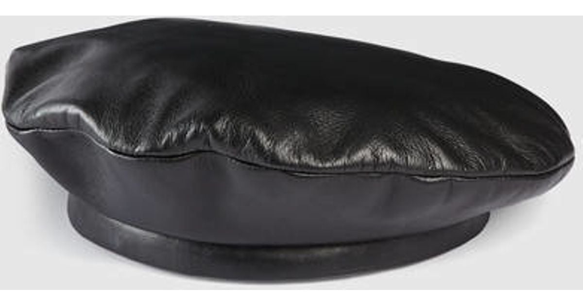 black leather beret