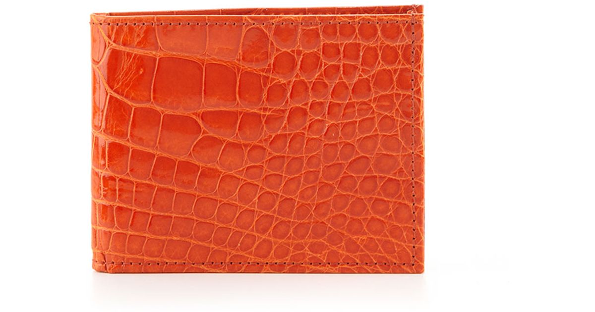 Lyst Neiman Marcus Alligator Bi Fold Wallet In Orange For Men
