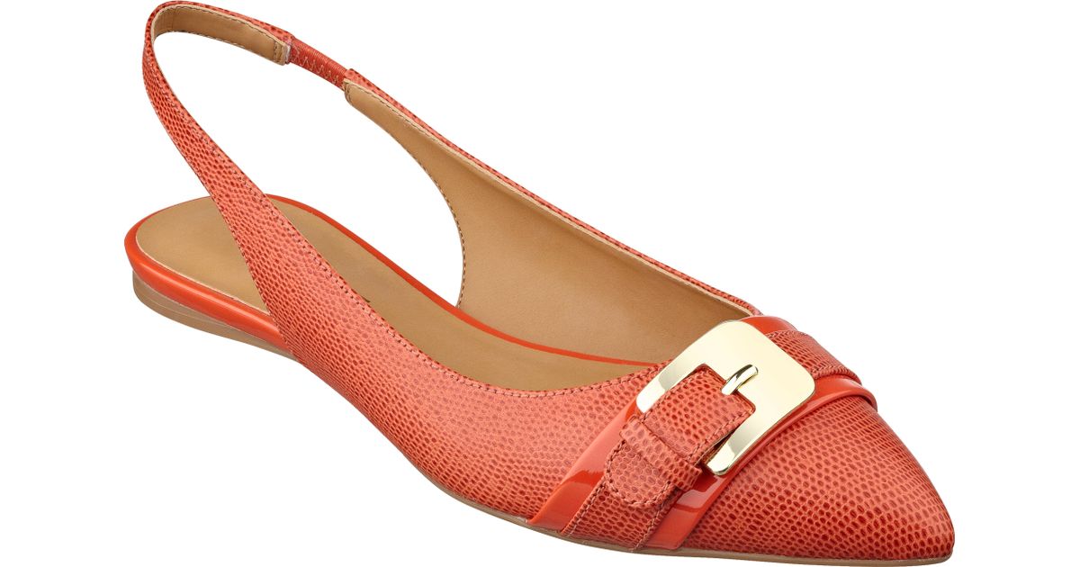 orange slingbacks