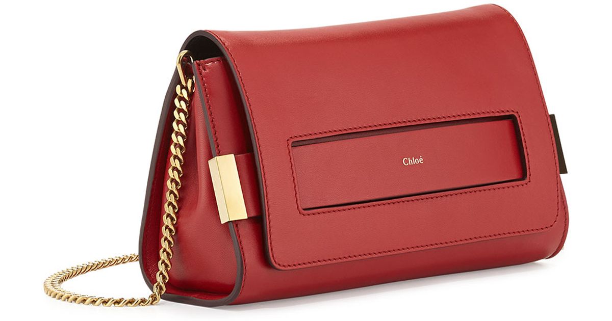 Lyst Chloé Elle Clutch Bag With Shoulder Strap In Red
