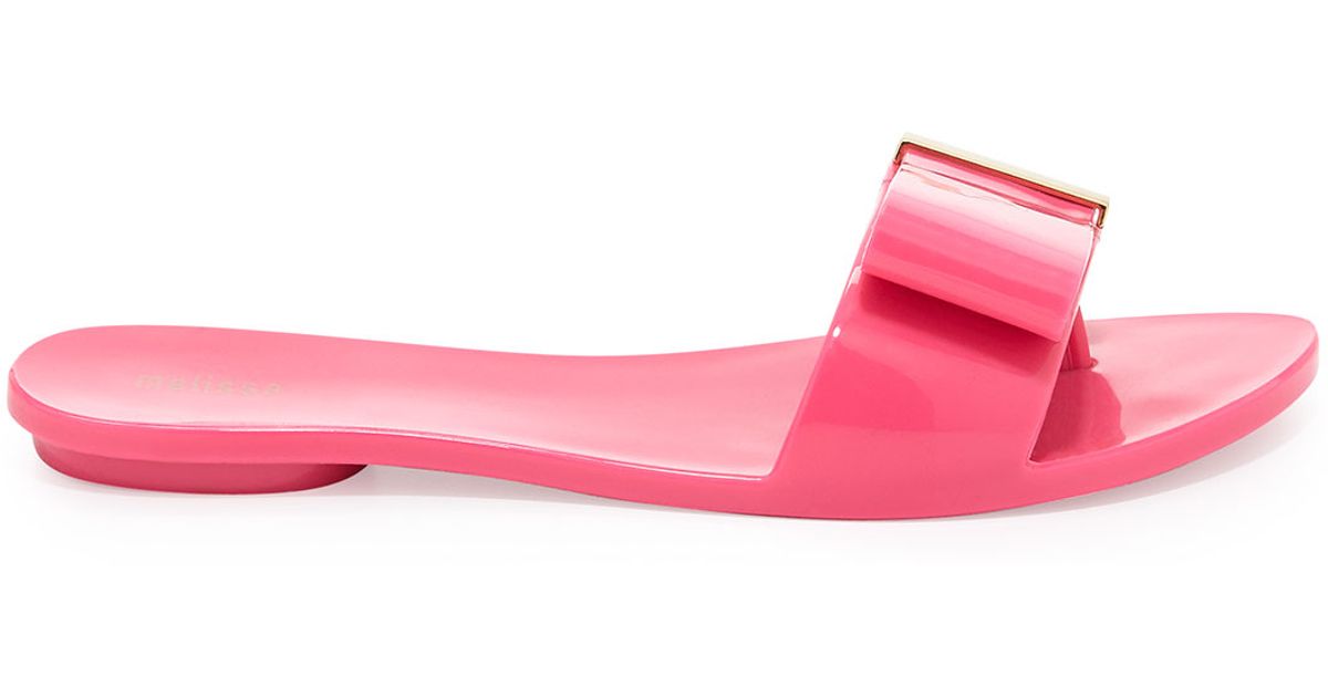lovely bow flat slide jelly sandal in pink lyst lovely bow flat slide jelly sandal in pink lyst