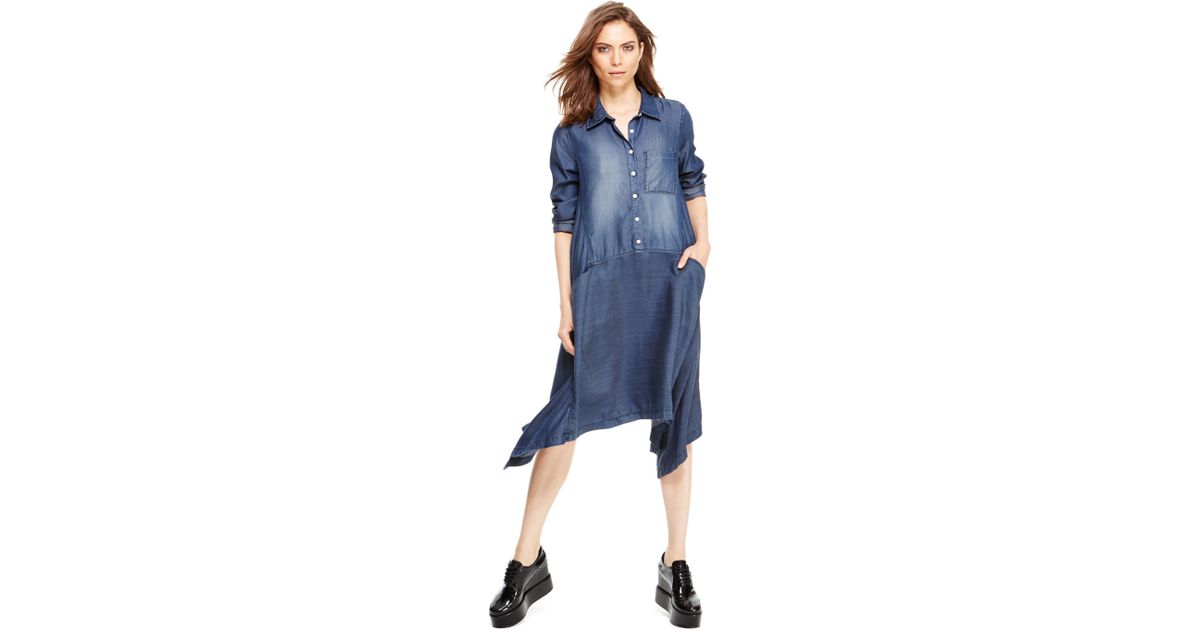 Lyst Dkny Pure Drapey Denim Dress In Blue