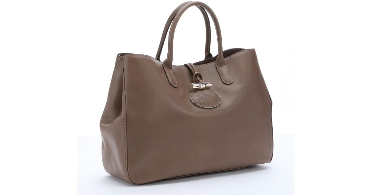 Lyst Longchamp Taupe Leather Roseau Heritage Top Handle Tote In Lyst Longchamp Taupe Leather Roseau Heritage Top Handle Tote In Brown