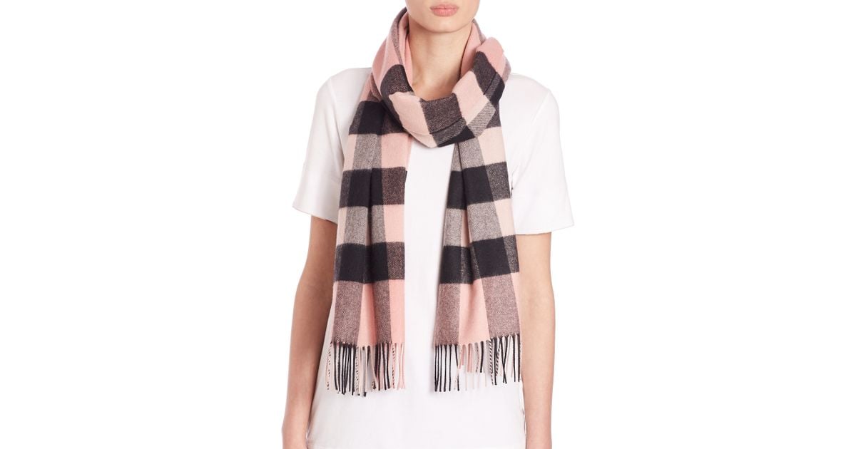 burberry giant check cashmere scarf ash rose