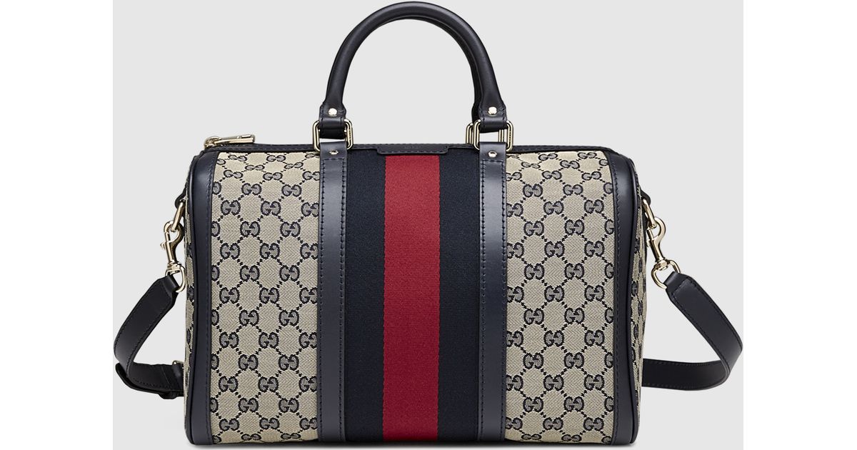 Lyst Gucci Vintage Web Original Gg Canvas Boston Bag In Brown