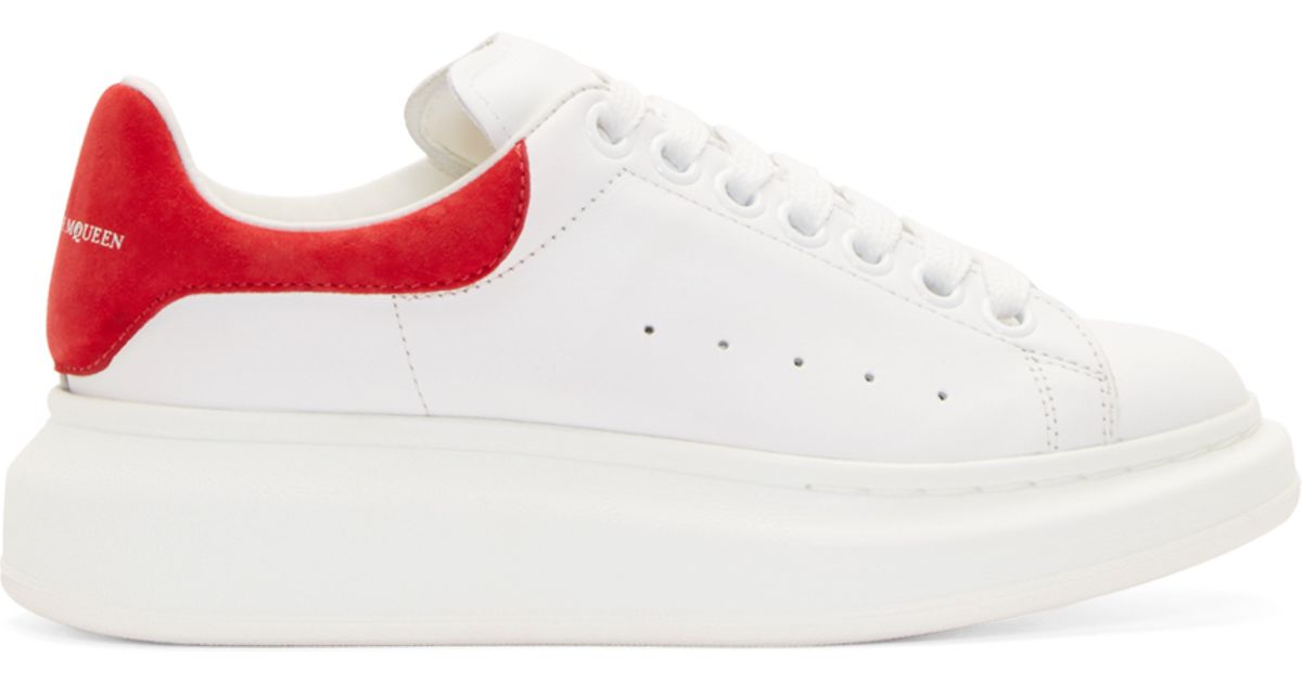 Lyst - Alexander Mcqueen White And Red Leather Platform Sneakers in White