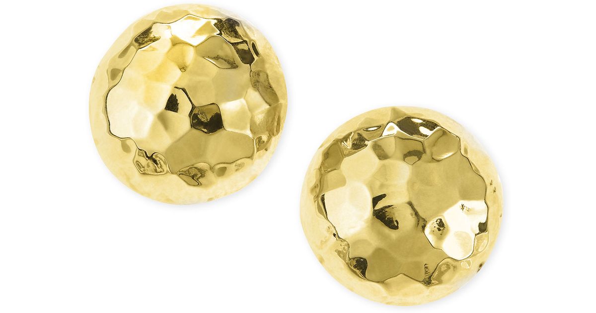 Lyst Nest Post Hammered Gold Plated Half Ball Stud Earrings In Lyst Nest Post Hammered Gold Plated Half Ball Stud Earrings In Metallic