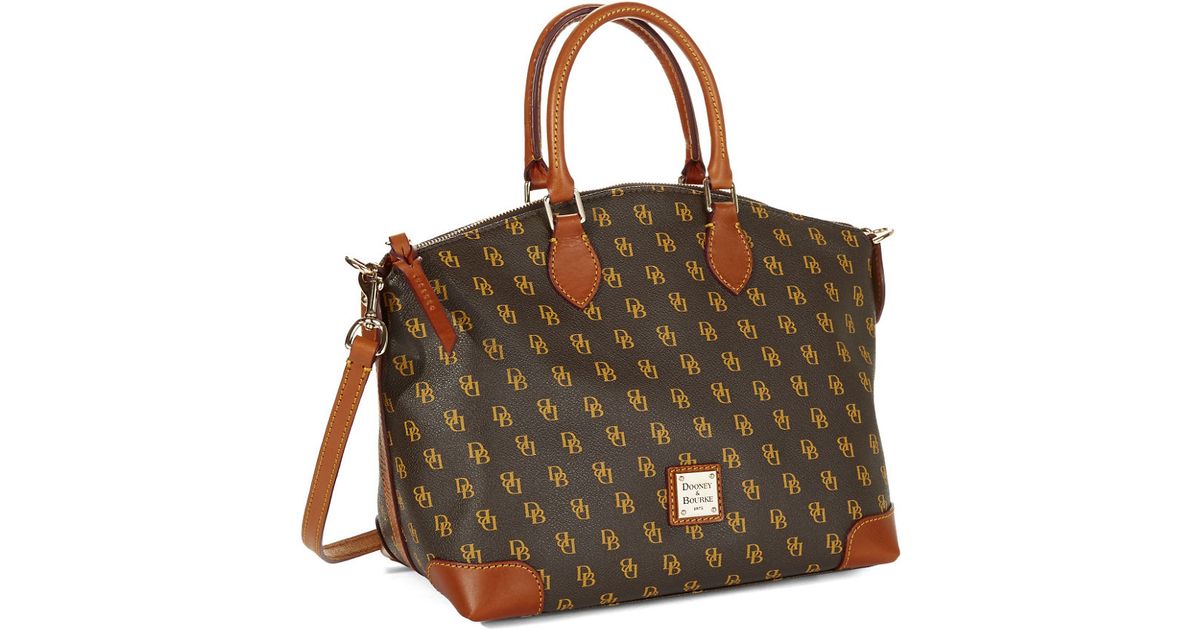 Dooney & bourke Logo Patterned Satchel in Brown Lyst