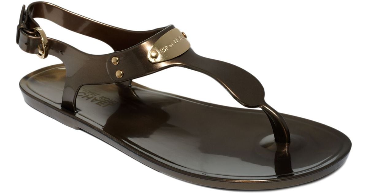 Michael Kors Michael Plate Jelly Sandals in Brown - Lyst